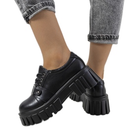 Pantofi negri pe talpa de tractor de la Sallie negru Pantofi negri pe talpa de tractor de la Sallie negru