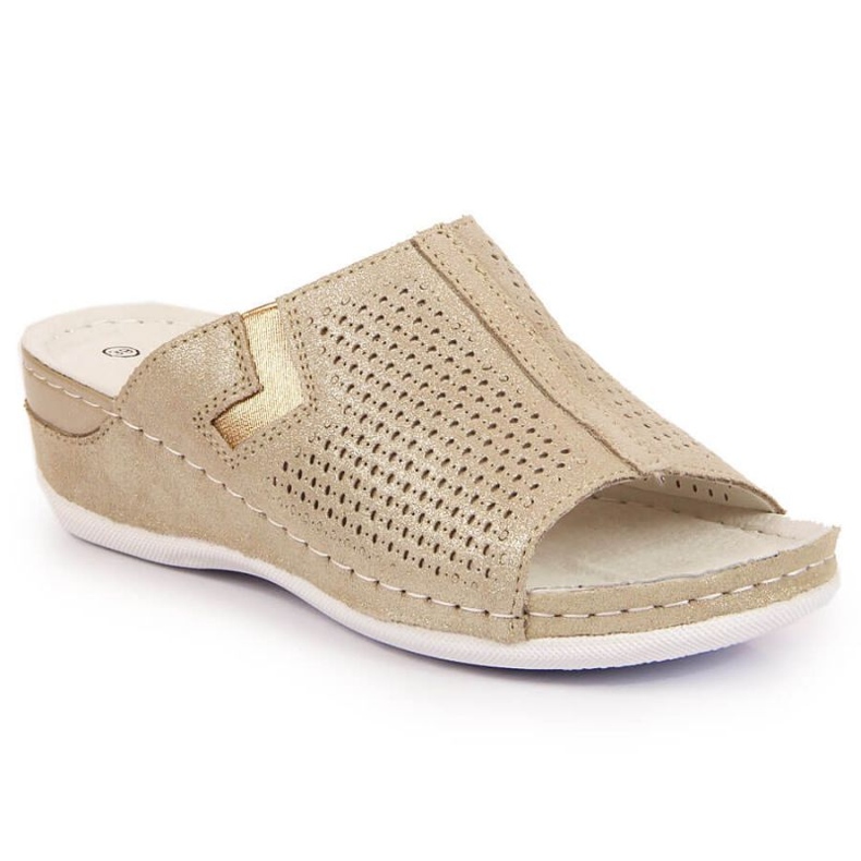 Papuci de papuci din piele S. Barski W OLI163B aurii de aur