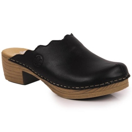 Papuci de piele Rieker W RKR530 negru