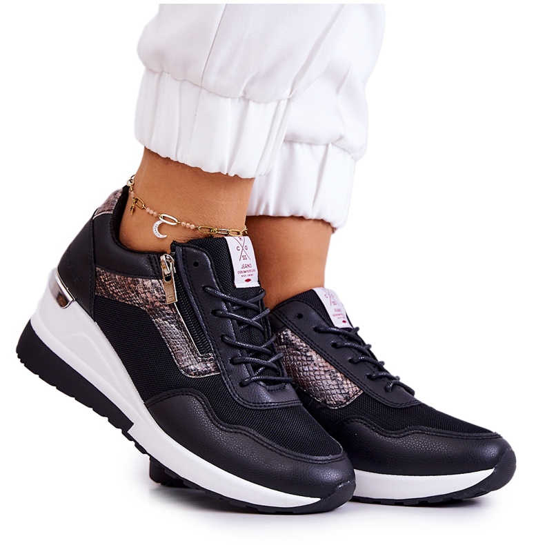 Cross Jeans Pantofi de damă cu pană Jeans încrucișați JJ2R4027C Negru