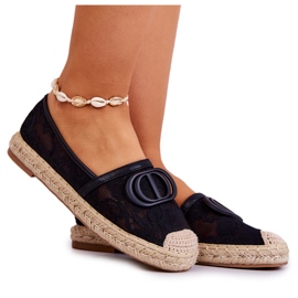 Espadrile De Dantela De Dama Cu Decorat Negru De Vis De Vara Espadrile De Dantela De Dama Cu Decorat Negru De Vis De Vara