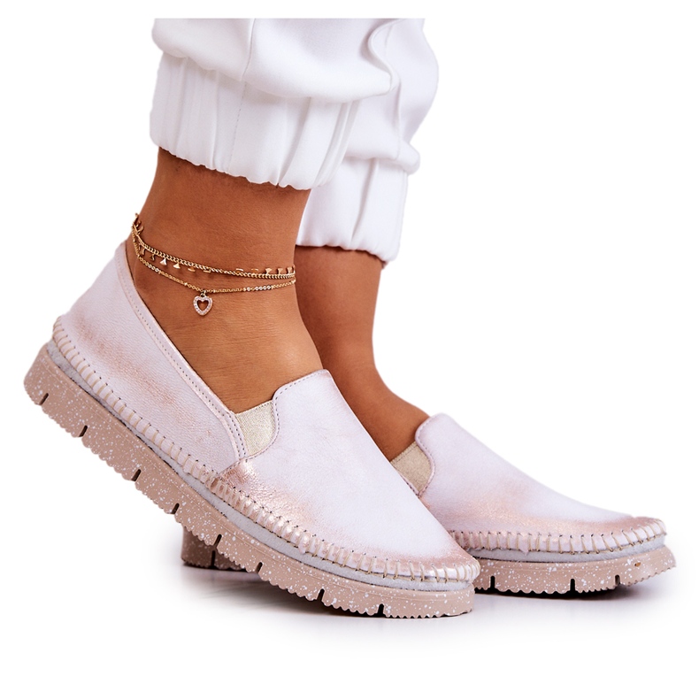 Pantofi Slip-On din piele de damă Maciejka 03512-28 Roz deschis