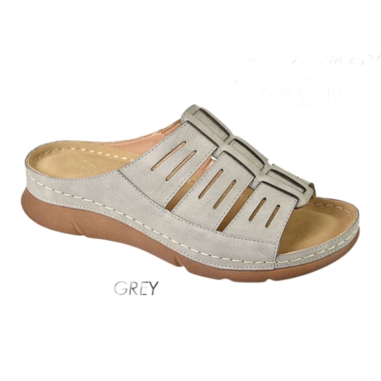 Evento Flip-flops pentru femei cu openwork Eveto 22SD98-4536 Grey Model gri