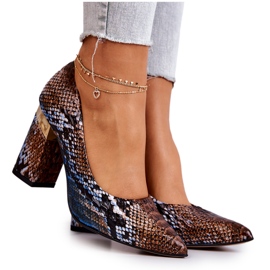 Lewski Shoes Pompi din piele Lewski Snake 3117 Maro-Albastru Lewski Shoes Pompi din piele Lewski Snake 3117 Maro-Albastru