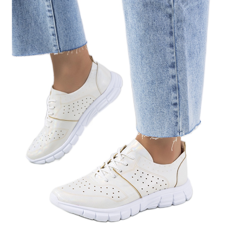 Tenisori holografici Enid albi bej