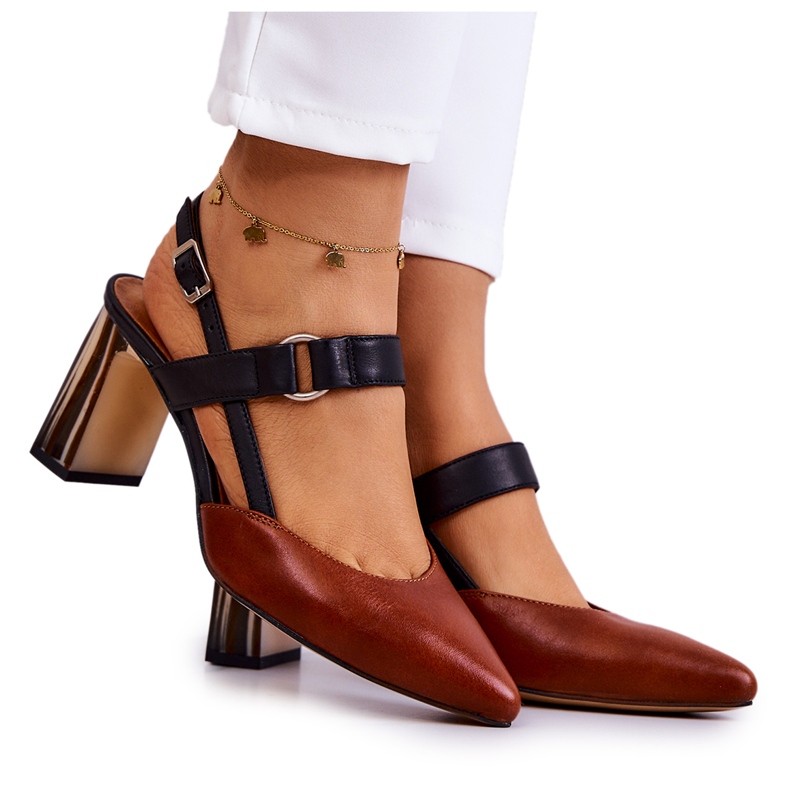 Sergio Leone Pompe din piele la modă Maciejka 05498-29 Maro și Negru