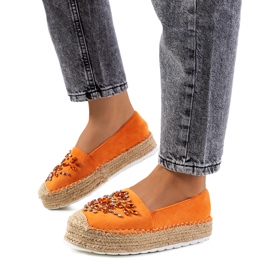 Espadrile portocalii cu zirconiu Leer portocale Espadrile portocalii cu zirconiu Leer portocale