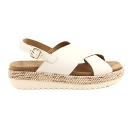 Sandale din piele caprice pe platformă 9-28712 102 Alb