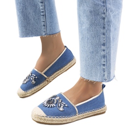 Espadrile albastre cu zirconiu Block cubic albastru