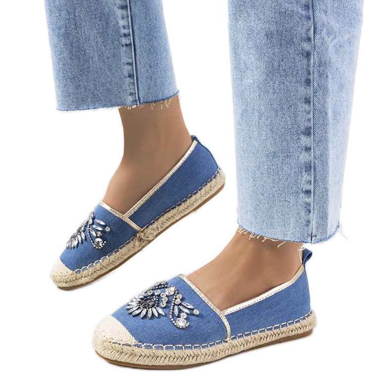 Espadrile albastre cu zirconiu Block cubic albastru