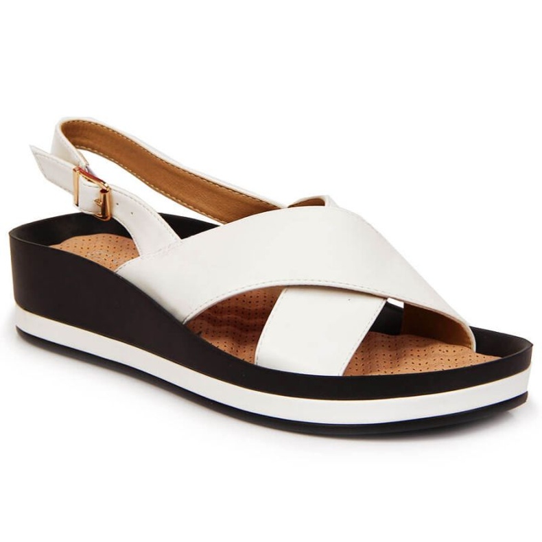 Sandale cu pană Vinceza W JAN117B albe