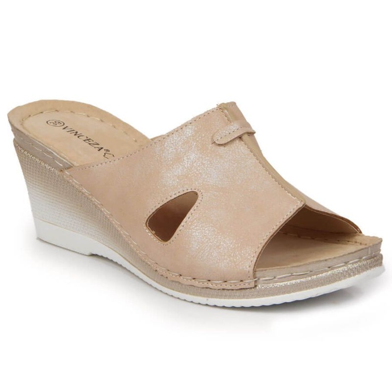 Papuci cu pană Vinceza W JAN105 bej