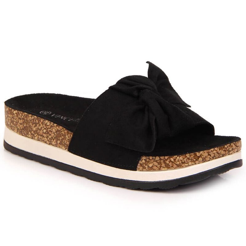 Papuci negri cu funda Vinceza W JAN112A cu platformă negru Papuci negri cu funda Vinceza W JAN112A cu platformă negru