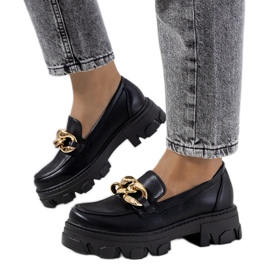 Mocasini negri cu lant Fouzia negru Mocasini negri cu lant Fouzia negru