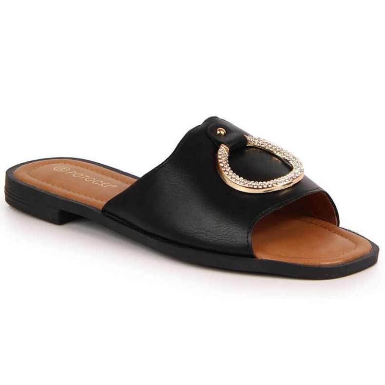 Papuci negri cu decor Potocki W WOL74A negru