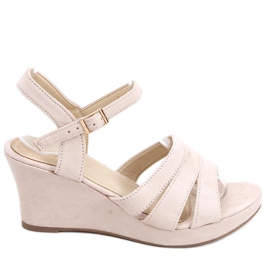 Sandale cu pană Nirali Beige bej Sandale cu pană Nirali Beige bej