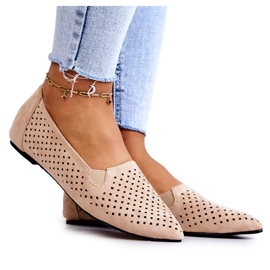 LU BOO Balerini ajurat pentru damă, cu slip-on, Bej Rosario LU BOO Balerini ajurat pentru damă, cu slip-on, Bej Rosario