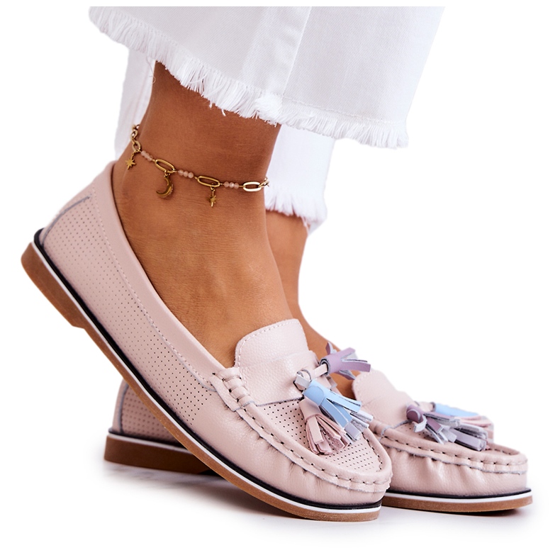 Evento Mocasini De Dama Piele Cu Franjuri Roz Laressa Evento Mocasini De Dama Piele Cu Franjuri Roz Laressa