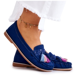 Evento Mocasini de dama din piele intoarsa cu franjuri Albastru bleumarin Laressa Evento Mocasini de dama din piele intoarsa cu franjuri Albastru bleumarin Laressa
