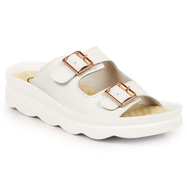 Papuci de piele cu catarame Filippo W PAW346B alb