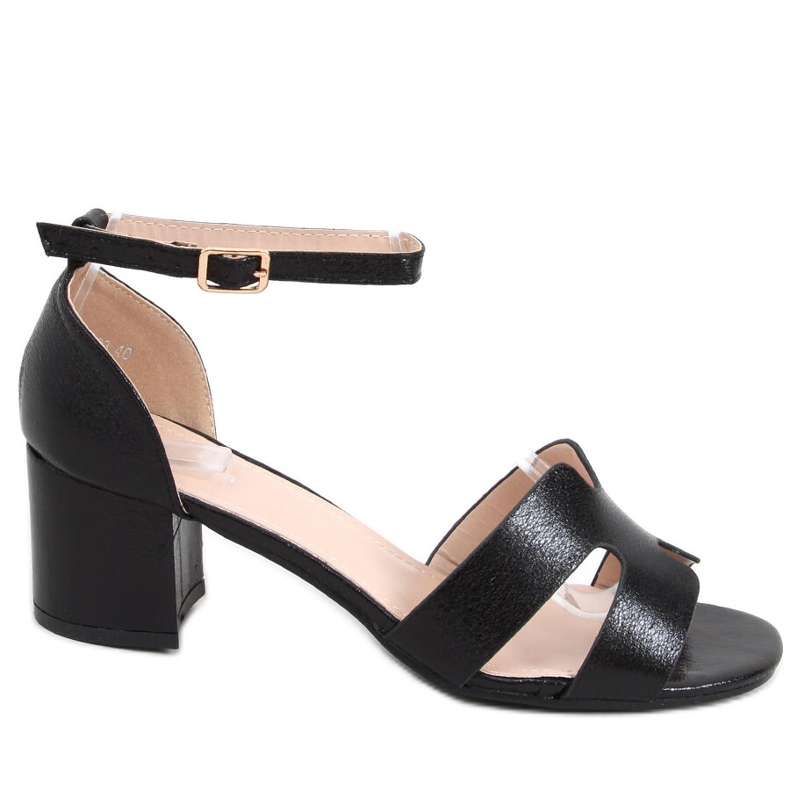 Nabila Sandale negre cu toc negru Nabila Sandale negre cu toc negru