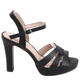 Camara Sandale negre cu toc negru Camara Sandale negre cu toc negru