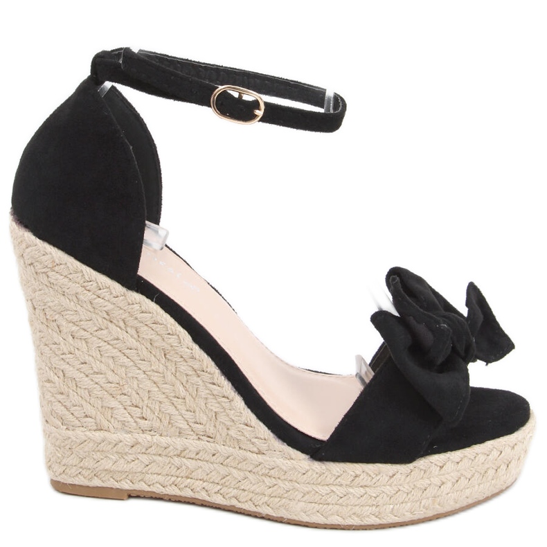 Sandale espadrile pe pană Aida Black negru Sandale espadrile pe pană Aida Black negru
