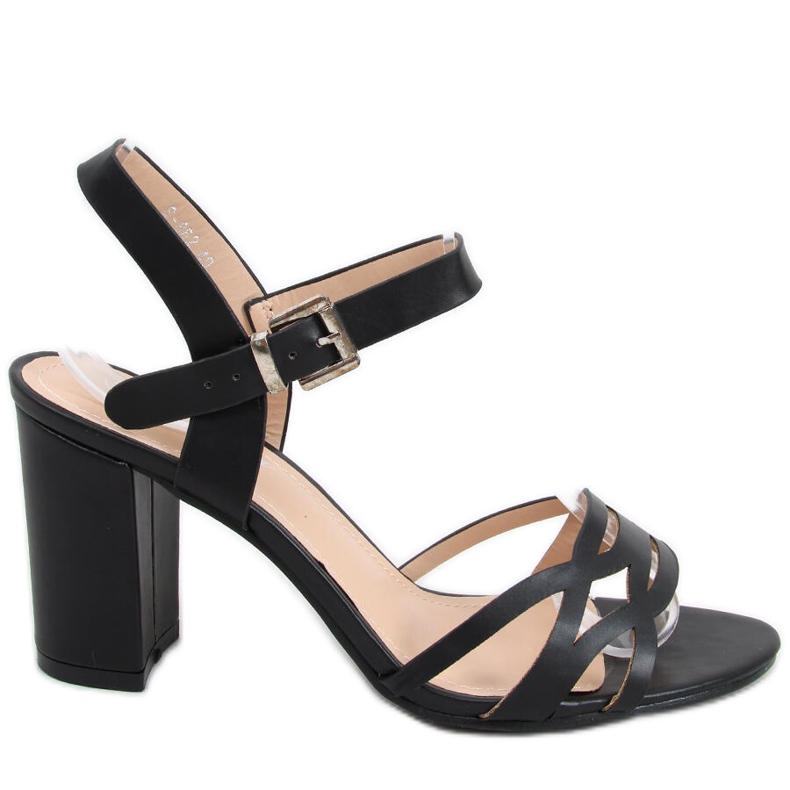 Sandale Rania Black cu toc negru Sandale Rania Black cu toc negru