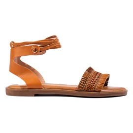 TRENDI Sandale legate maro galben