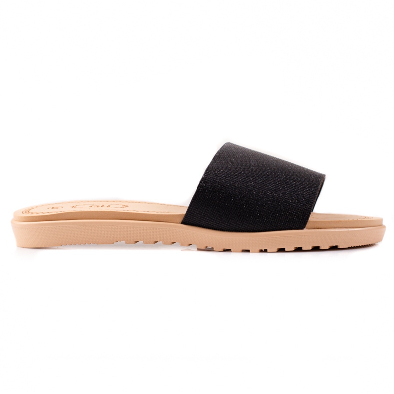 TRENDI Papuci cu sclipici negru