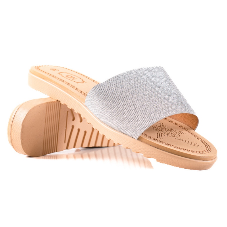 TRENDI Papuci cu sclipici argint