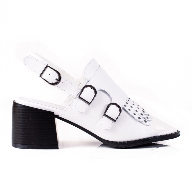 Sandale din piele cu jeturi LA.FI alb