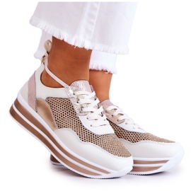 S.Barski Pantofi sport damă pantofi alb și auriu Bourne de aur S.Barski Pantofi sport damă pantofi alb și auriu Bourne de aur