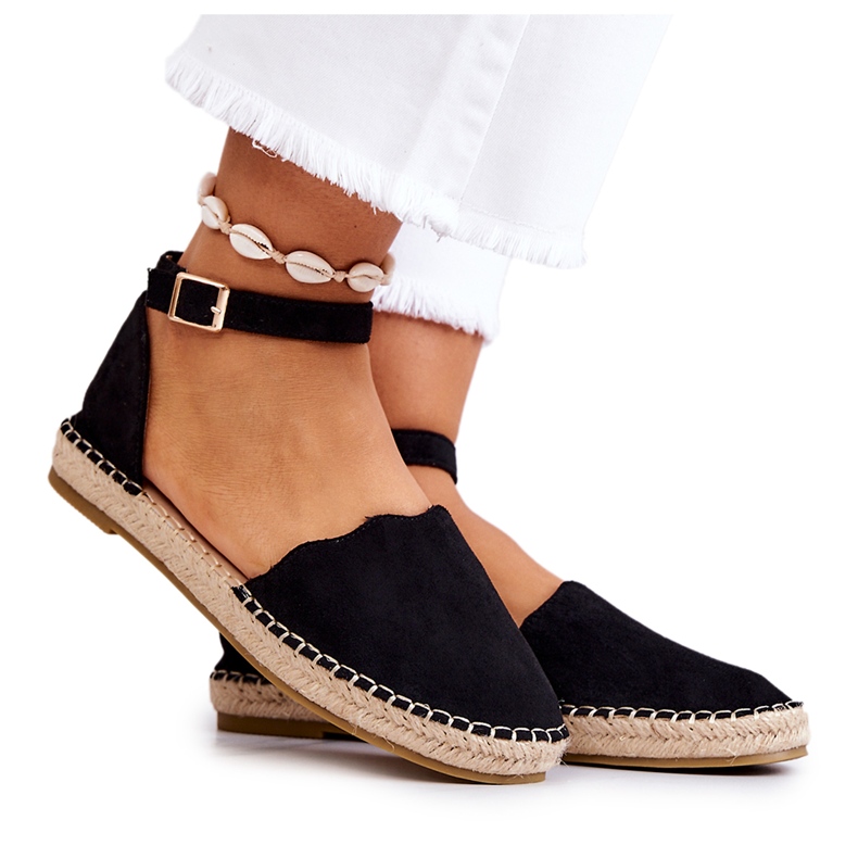 PE1 Espadrile de damă cu cataramă negru Bonetti PE1 Espadrile de damă cu cataramă negru Bonetti