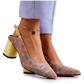 Pompe din piele intoarsa pe un post Maciejka 05427-39 Multicolor galben Pompe din piele intoarsa pe un post Maciejka 05427-39 Multicolor galben