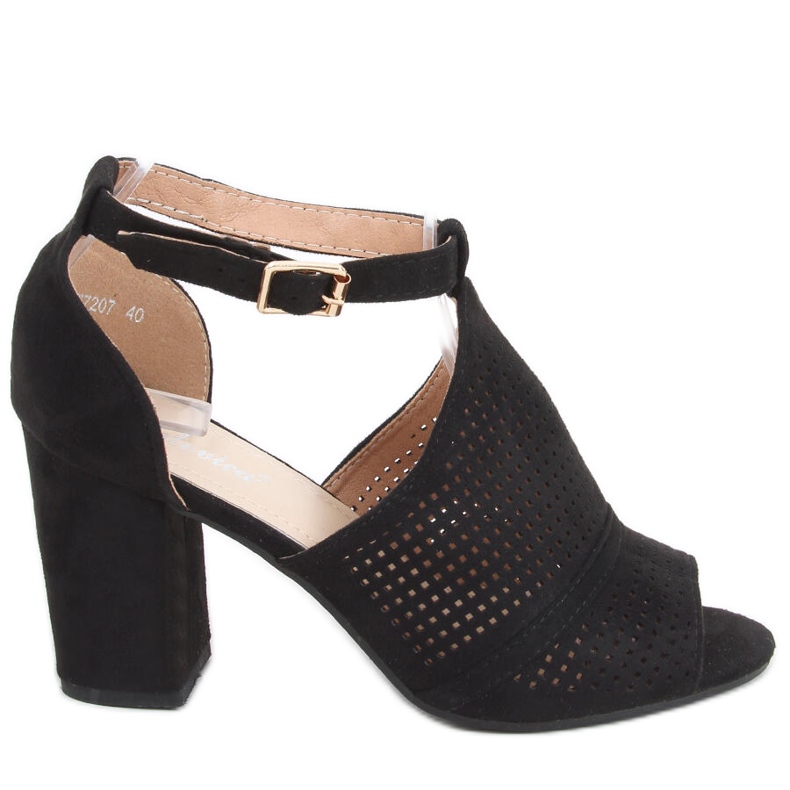 Bahati Sandale ajurate cu toc înalt de culoare neagră negru Bahati Sandale ajurate cu toc înalt de culoare neagră negru