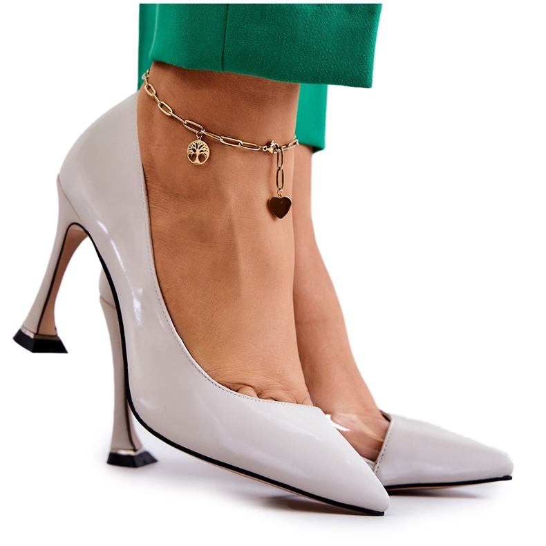 S.Barski Stiletts din piele la modă Gri deschis Tamira