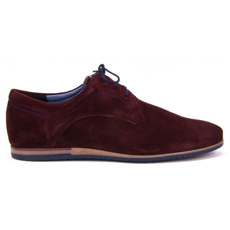 Pantofi Filippo 731 Bordo velur cu perforare roșu