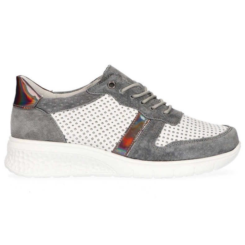 Pantofi din piele Filippo DP1389 / 20 Wh Gr Grey alb gri galben