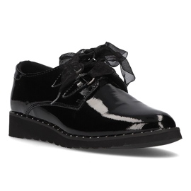 Pantofi din piele Filippo DP947 / 21 Bk negru lacuit