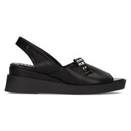 Sandale negre pe pană Filippo DS2355 / 21 Bk negru