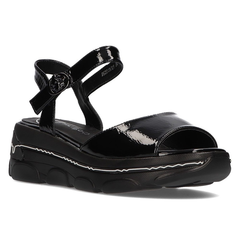 Sandale negre pe pană Filippo DS2319 / 21 Bk negru Sandale negre pe pană Filippo DS2319 / 21 Bk negru