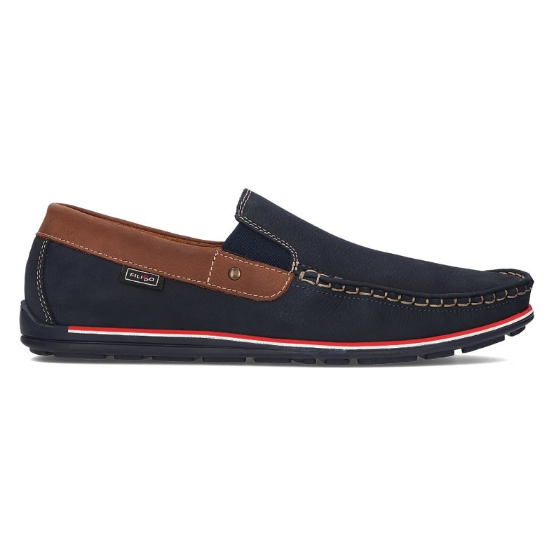 Mocasini din piele Filippo G-1522K bleumarin albastru marin