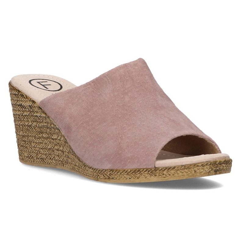 Papuci din piele Filippo DK2143 / 21 Sd bej-erich multicolor roz