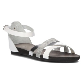 Sandale din piele Filippo 40225 alb si argintiu Sandale din piele Filippo 40225 alb si argintiu