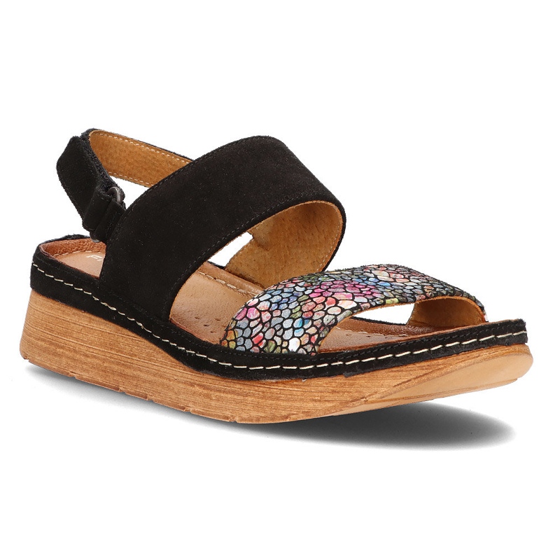 Sandale din piele Filippo 04142-20 / 00-5 negru multicolor
