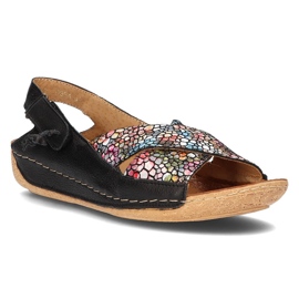 Sandale din piele Filippo 00994-57 / 00-5 negru multicolor Sandale din piele Filippo 00994-57 / 00-5 negru multicolor
