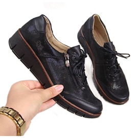 Pantofi din piele Helios W H334 negru lucios