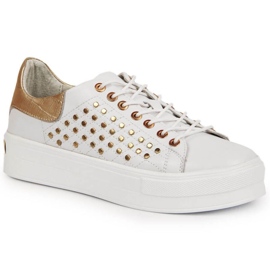 Tenisi din piele cu platforma cu nituri Filippo W PAW321 alb