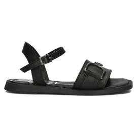 Sandale din piele Filippo DS3901 / 22 Bk negru Sandale din piele Filippo DS3901 / 22 Bk negru